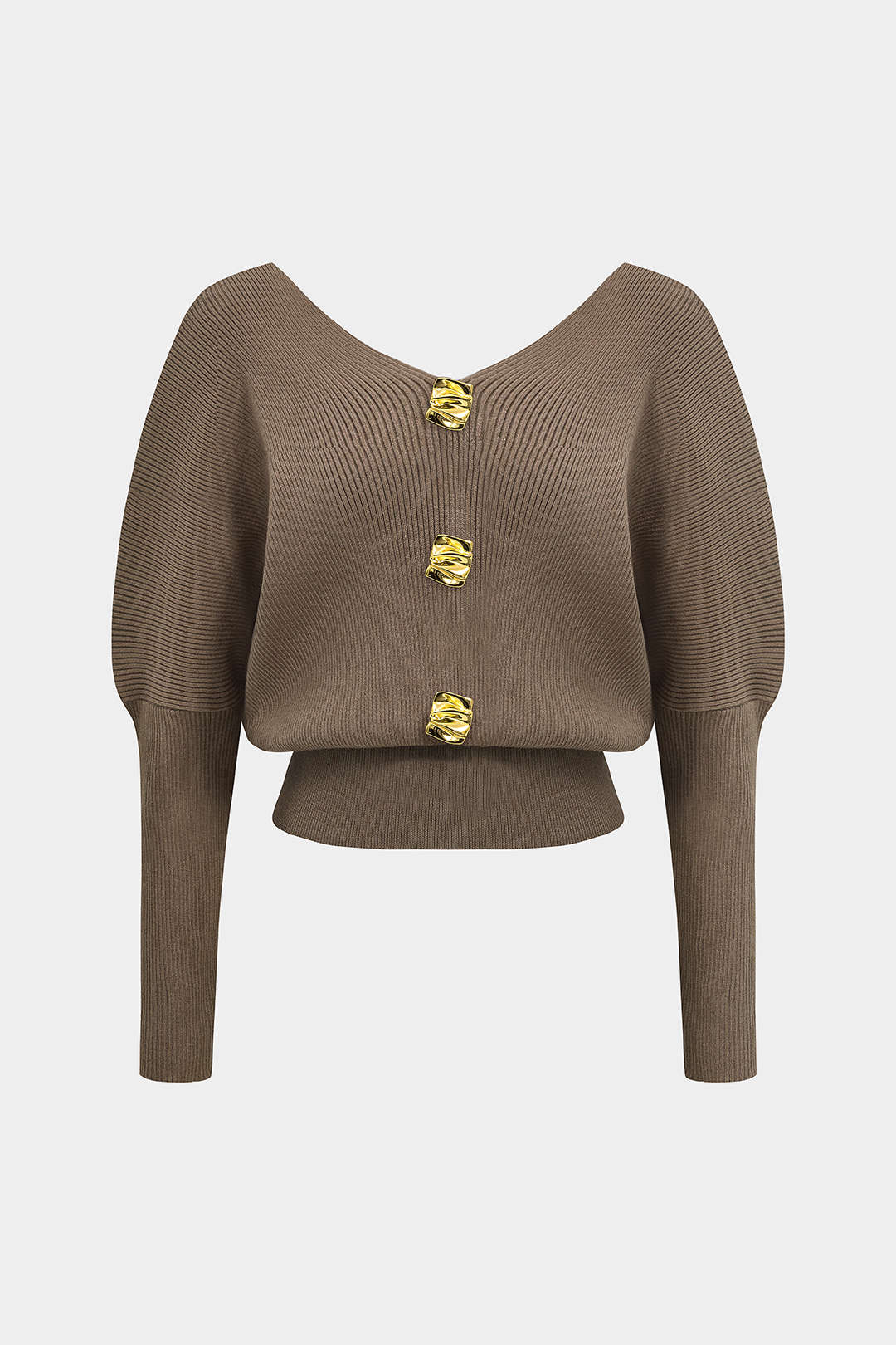 Solid Button | V-Neck Sweater