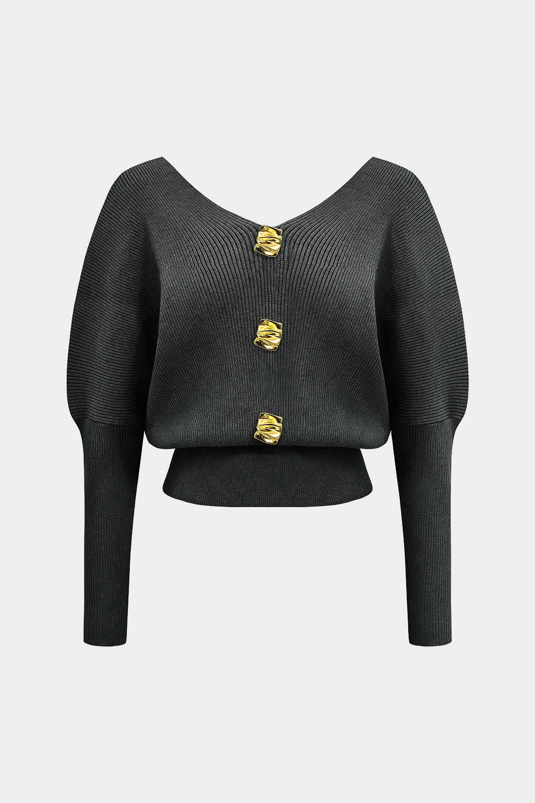 Solid Button | V-Neck Sweater
