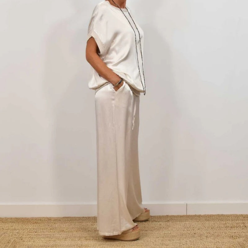 Ravina Two Piece Set featuring silky fabric and a relaxed fit, perfect for stylish women's co-ord outfits. - 4