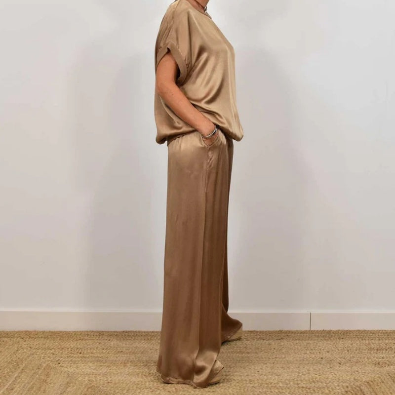 Ravina Two Piece Set featuring silky fabric and a relaxed fit, perfect for stylish women's co-ord outfits. - 7