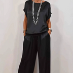 Ravina Two Piece Set featuring silky fabric and a relaxed fit, perfect for stylish women's co-ord outfits. - 1