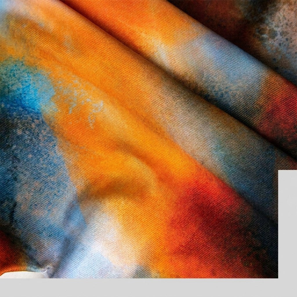 Abstract tie-dye swim fabric close-up