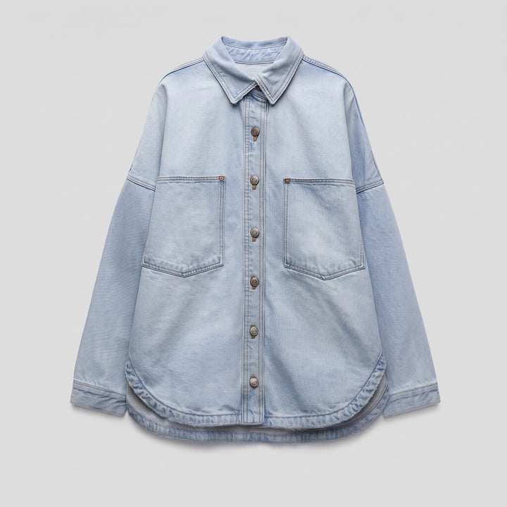 Addison denim overshirt product flat lay