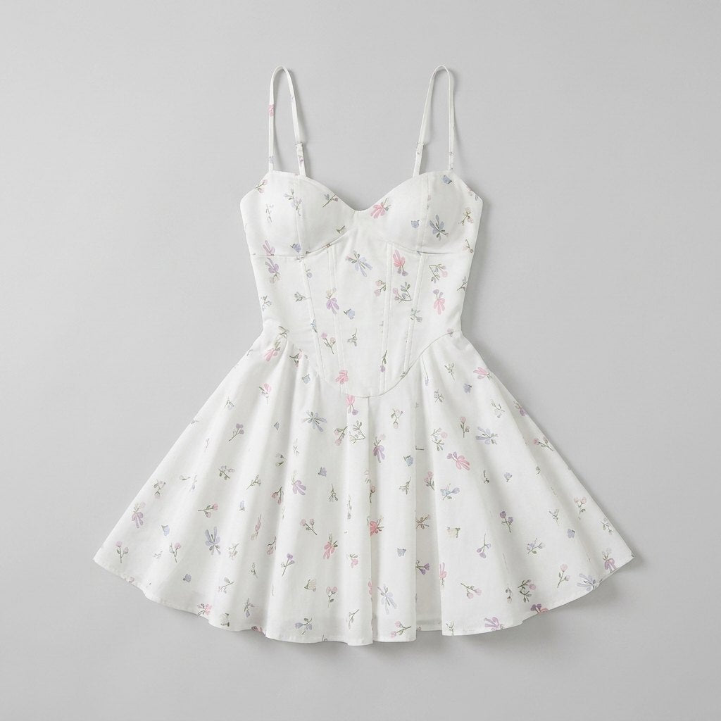 Adrienne floral mini dress product flat lay