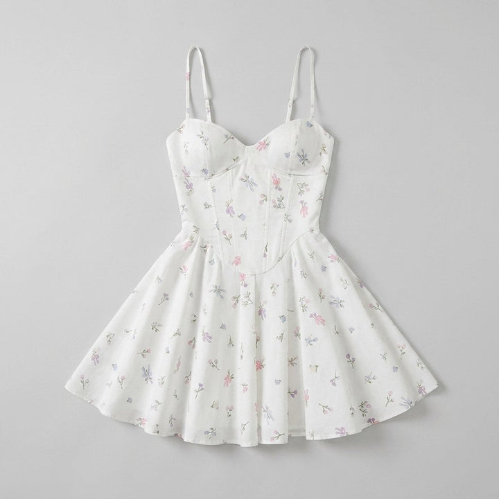 Adrienne floral mini dress product flat lay