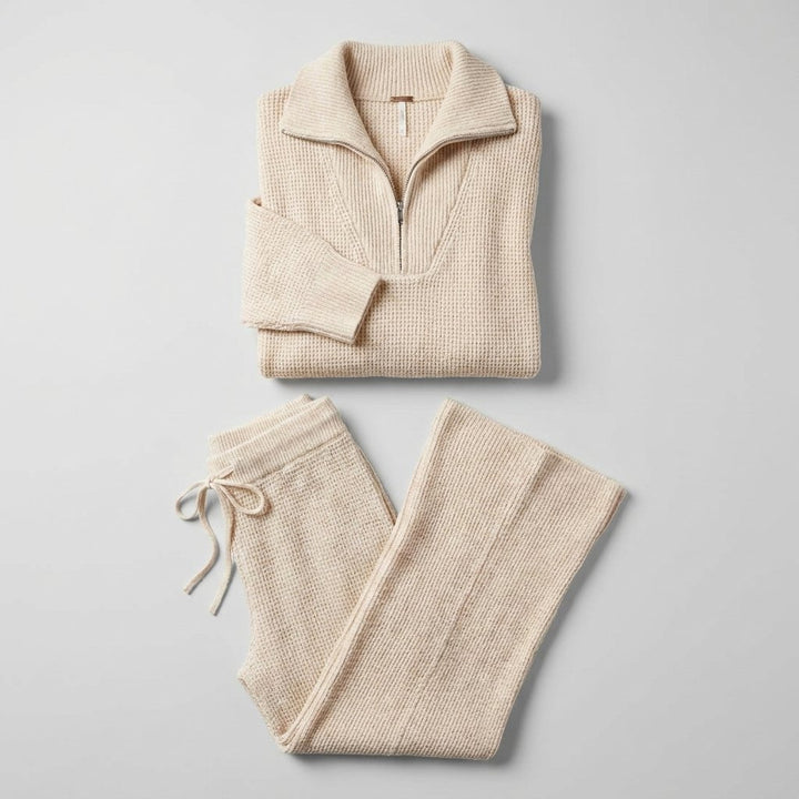 Aeria comfy knit two-piece lounge set product flat lay