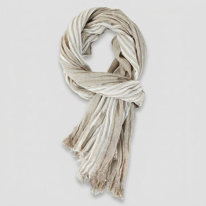 Aero cotton pinstripe scarf beige