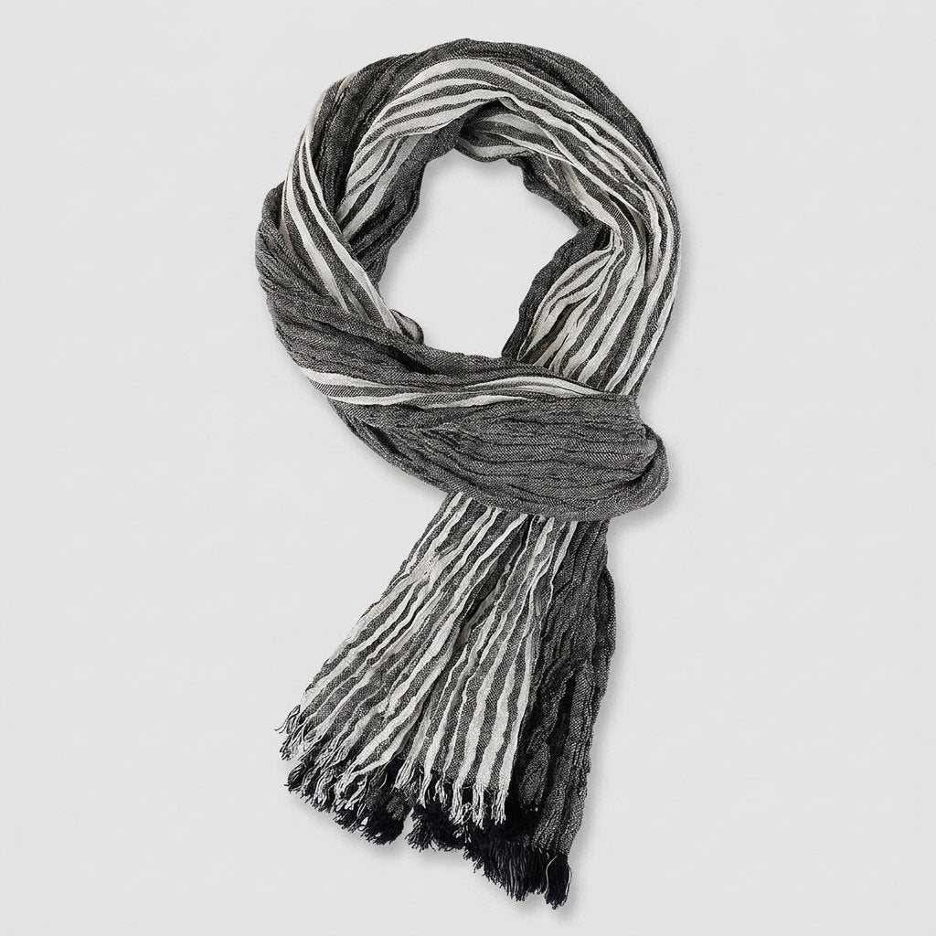 Aero cotton pinstripe scarf black