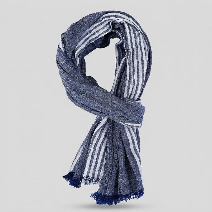 Aero cotton pinstripe scarf dark blue