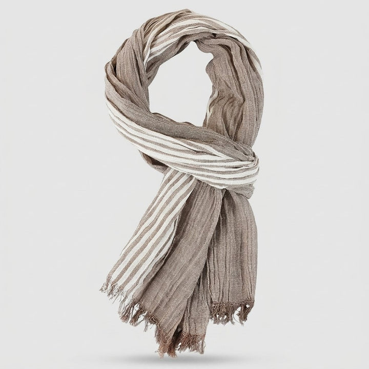 Aero cotton pinstripe scarf khaki