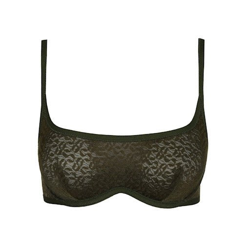 Aero forest green lace bralette, front product