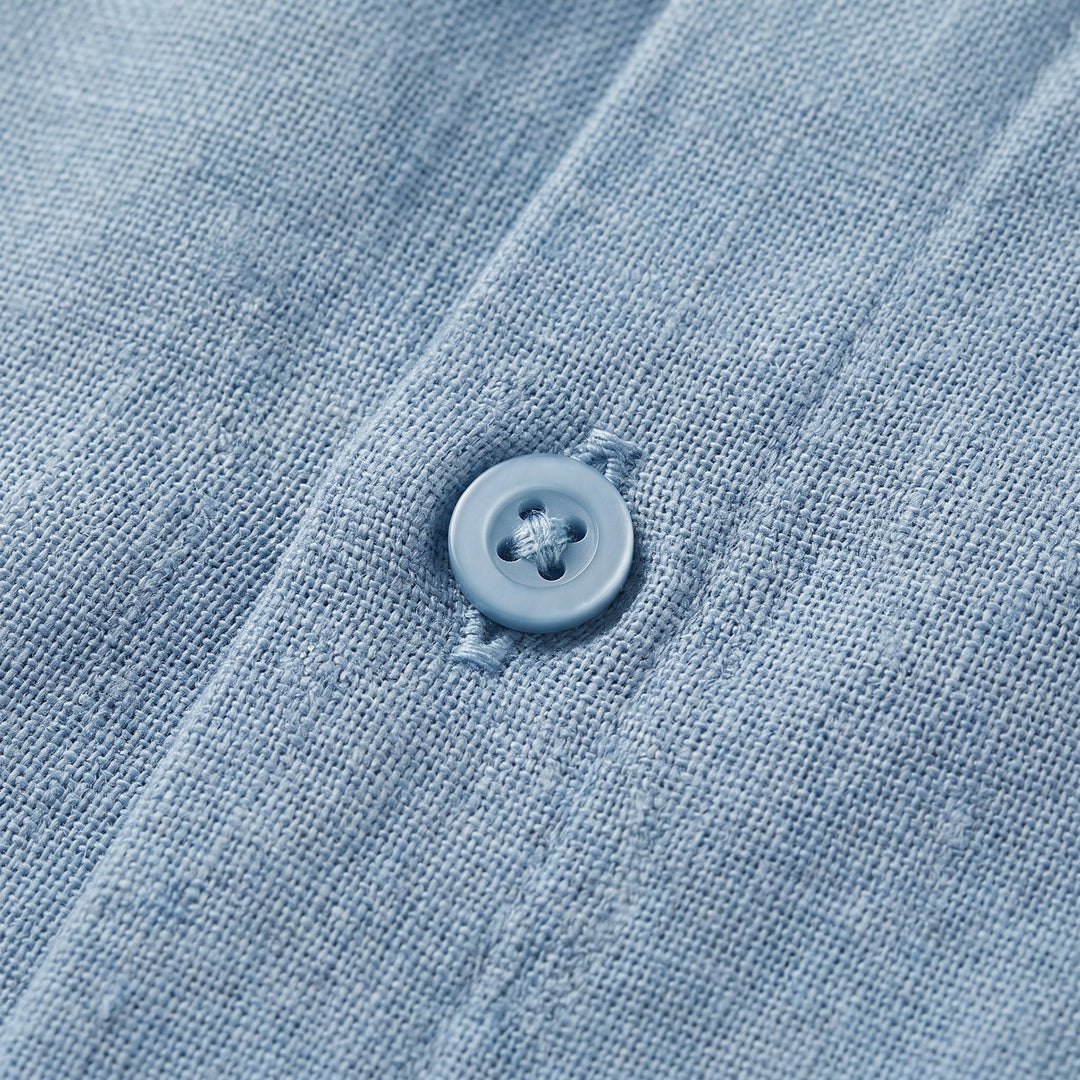 Aero Men's Shirt lagoon linen tencel fabric detail