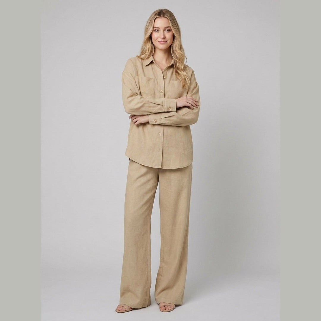 Aero women's cotton-linen set beige