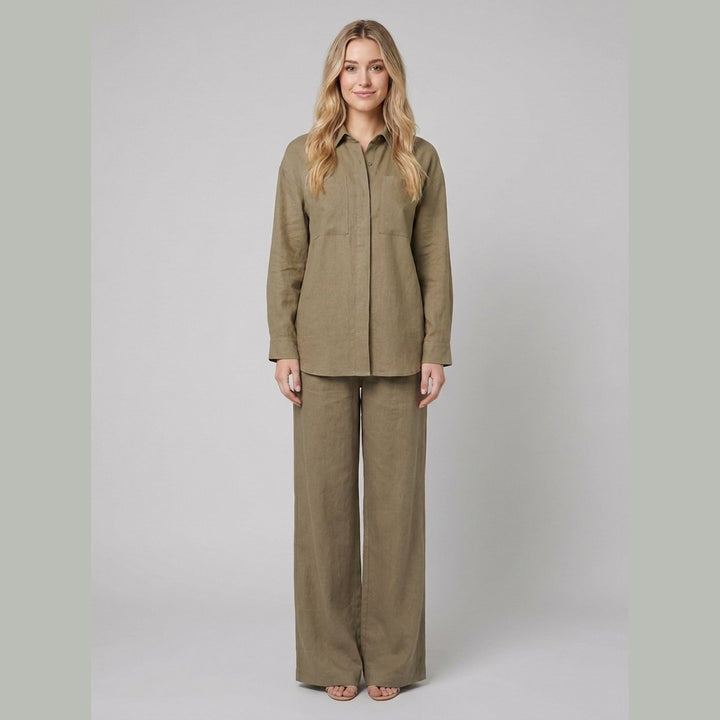 Aero women's cotton-linen set camel