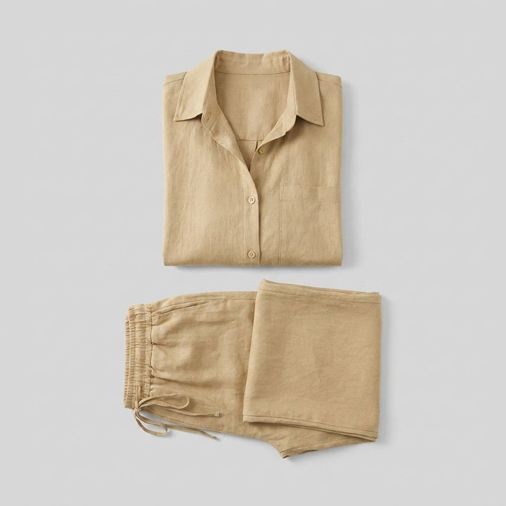 Aero women's cotton-linen set product flat-lay