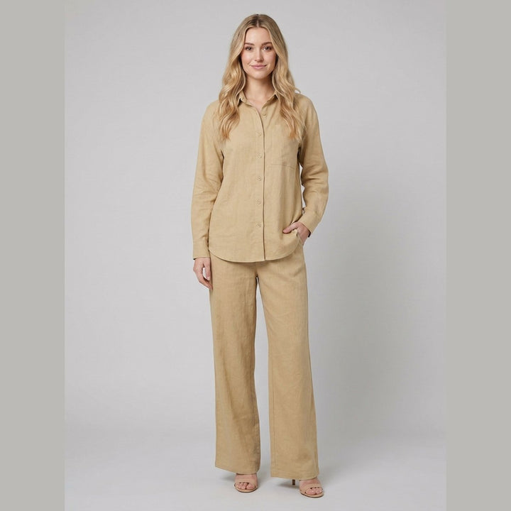 Aero women's cotton-linen set sand