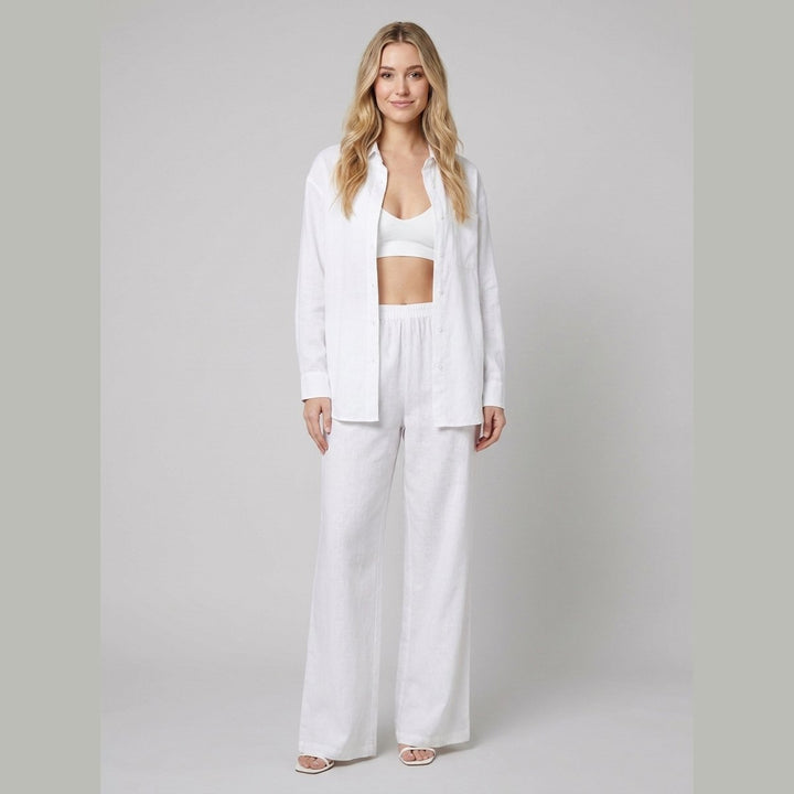 Aero women's cotton-linen set white
