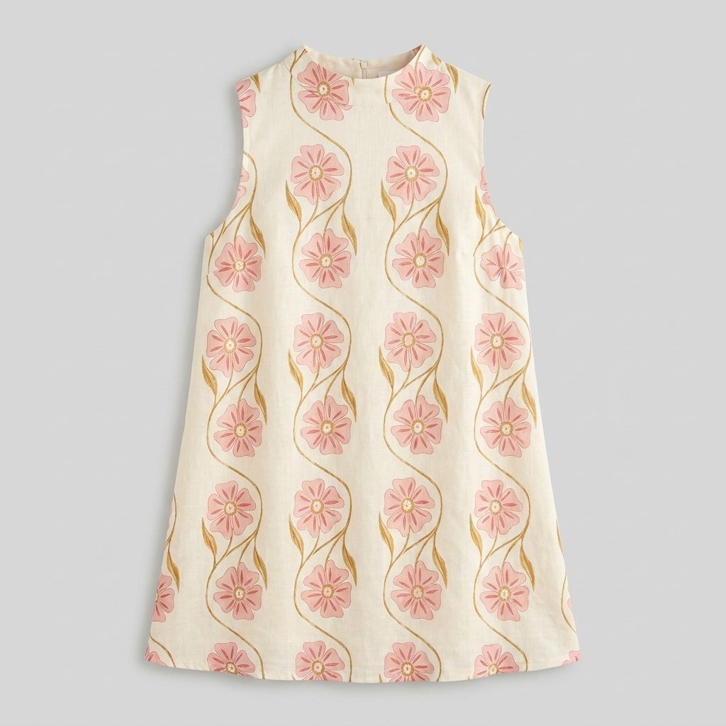 Agathe sleeveless romantic print dress product flat lay