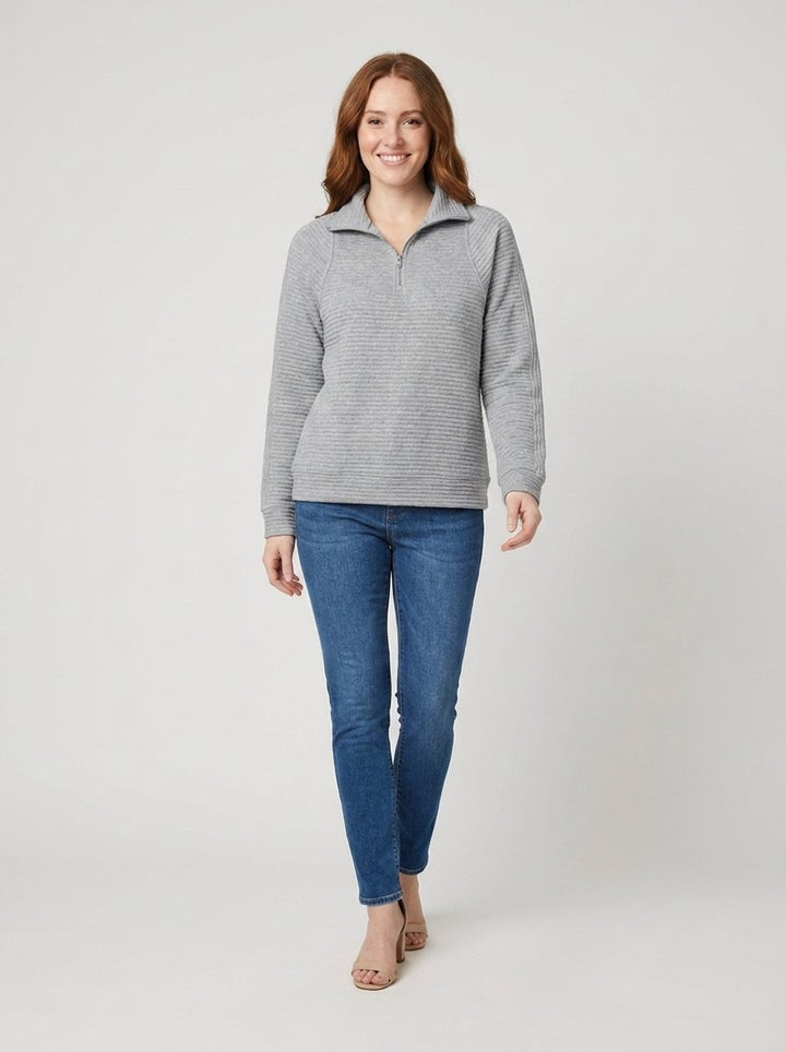 Alana Half-Zip Pullover - Gray