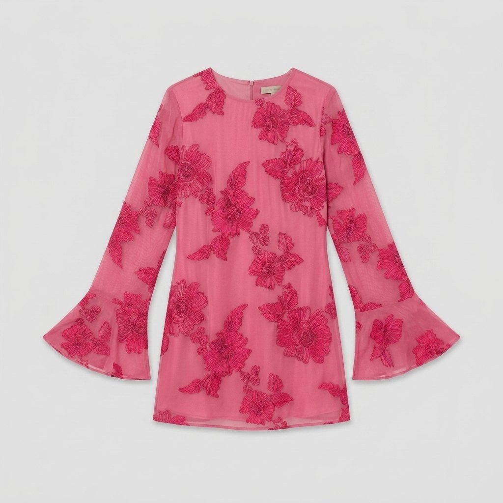 Alyra floral bell-sleeve dress product flat-lay