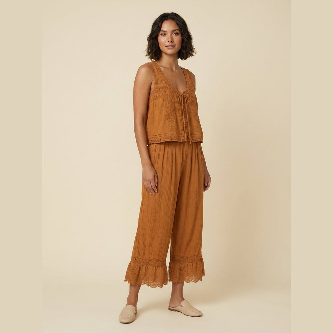 Alyssa women's lace loungewear set brown