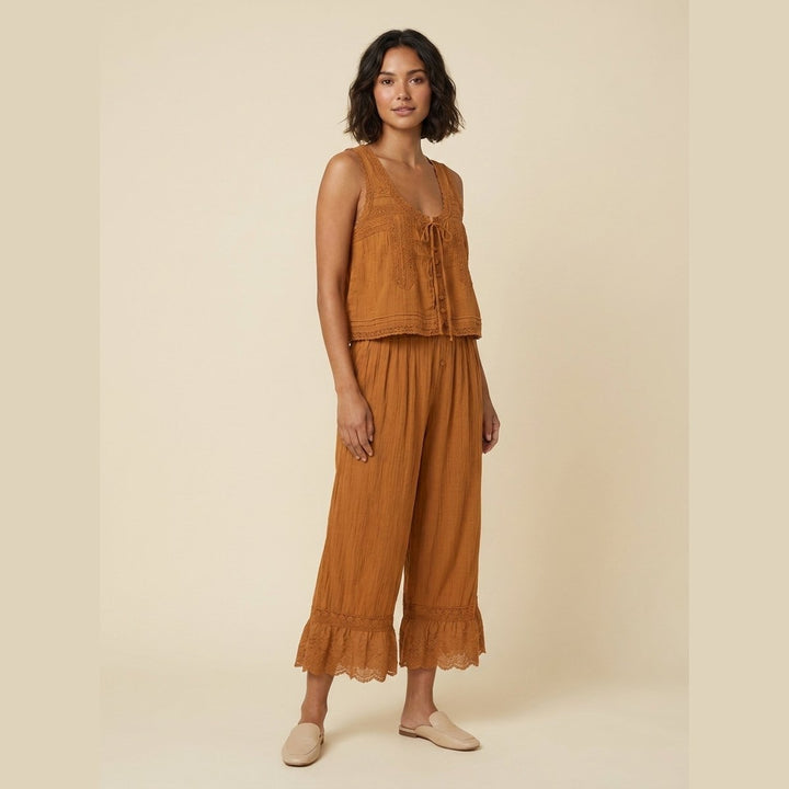 Alyssa women's lace loungewear set brown