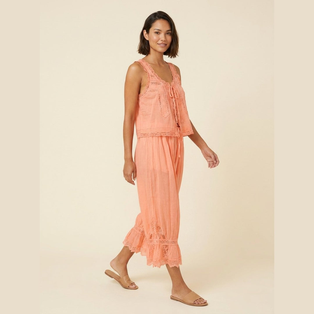 Alyssa women's lace loungewear set peach