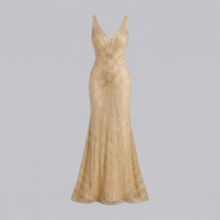 Amalia beaded evening gown product flat lay