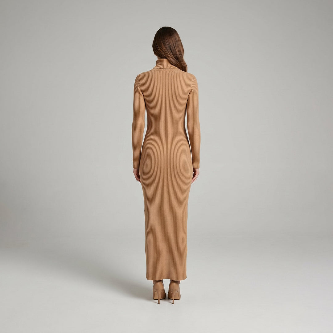 Amelie wool-blend maxi sweater dress, back view on model