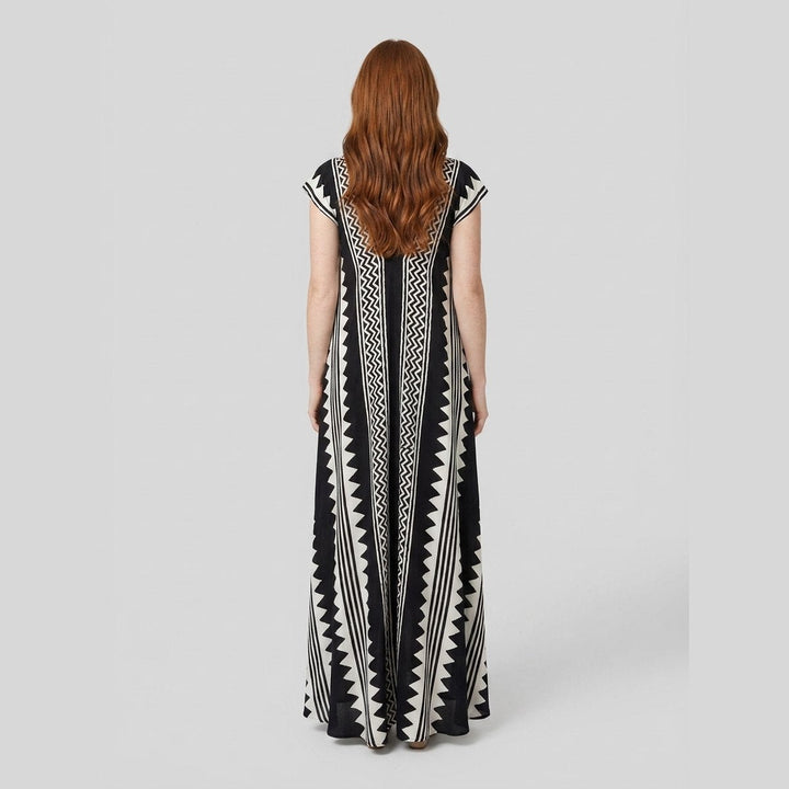 Anouck printed maxi dress in black, back view on model
