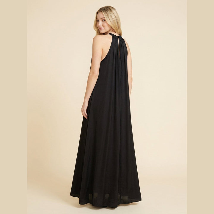 Anouk silk-effect halter maxi dress open back view