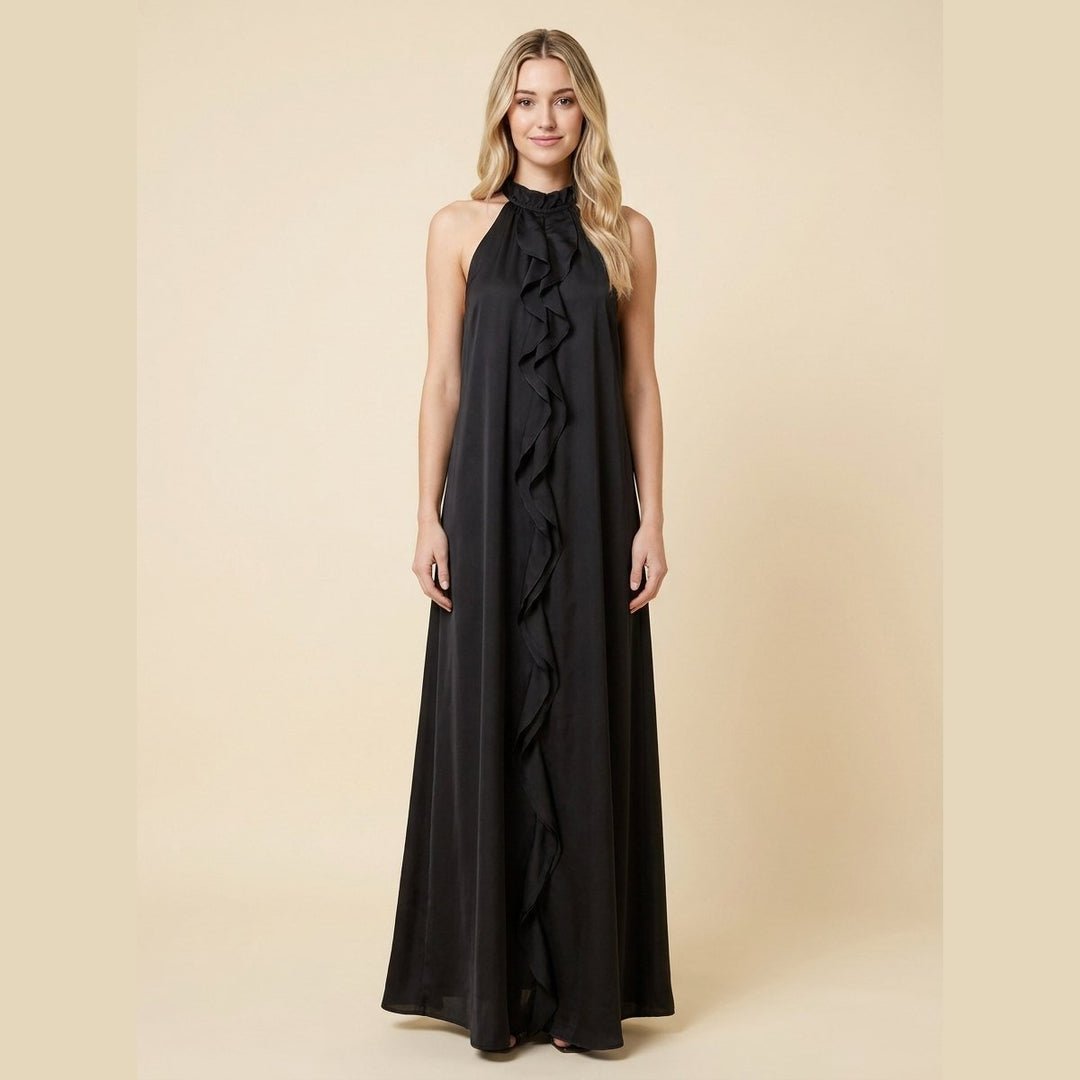 Anouk silk-effect halter maxi dress black