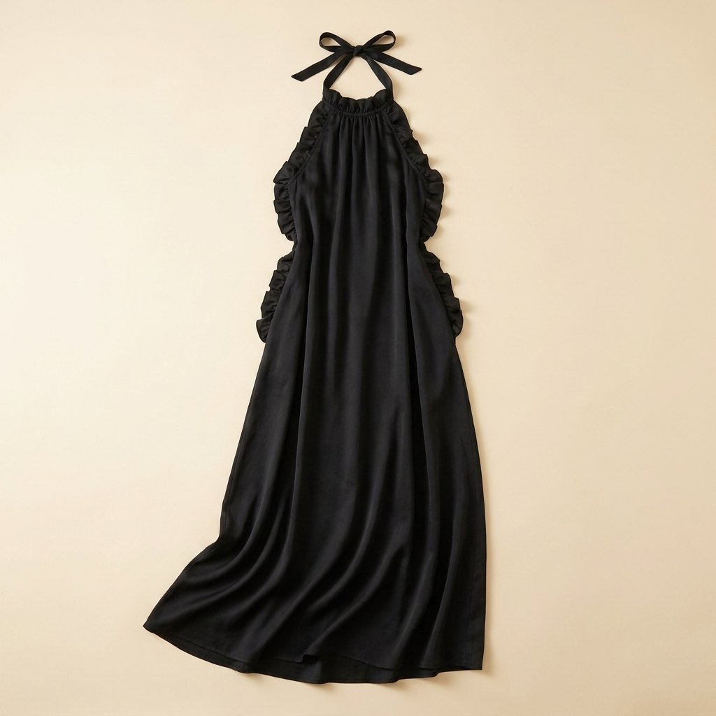 Anouk silk-effect halter maxi dress flat lay