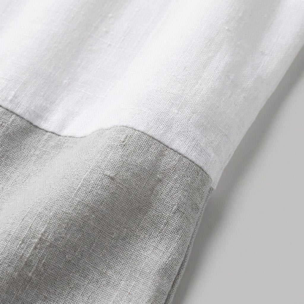 Aqua color-block linen dress fabric detail