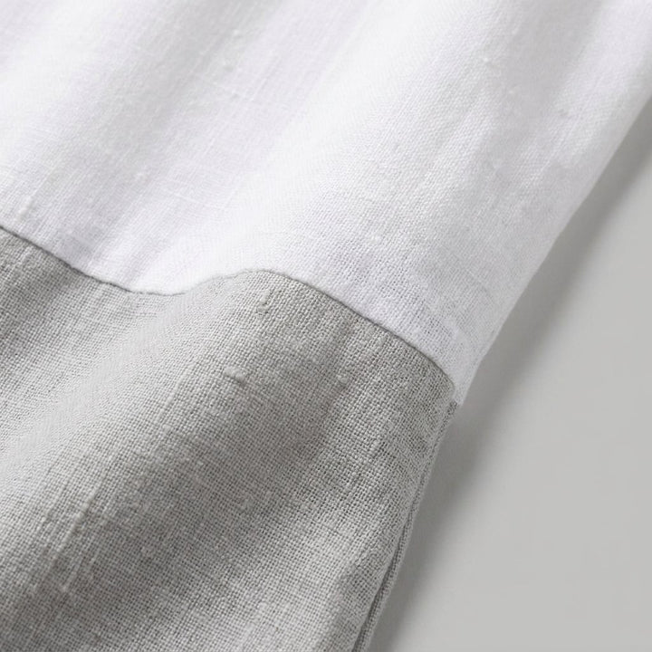 Aqua color-block linen dress fabric detail