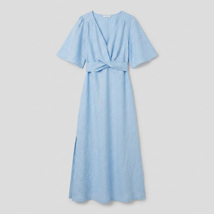 Aqua linen maxi dress product flat-lay