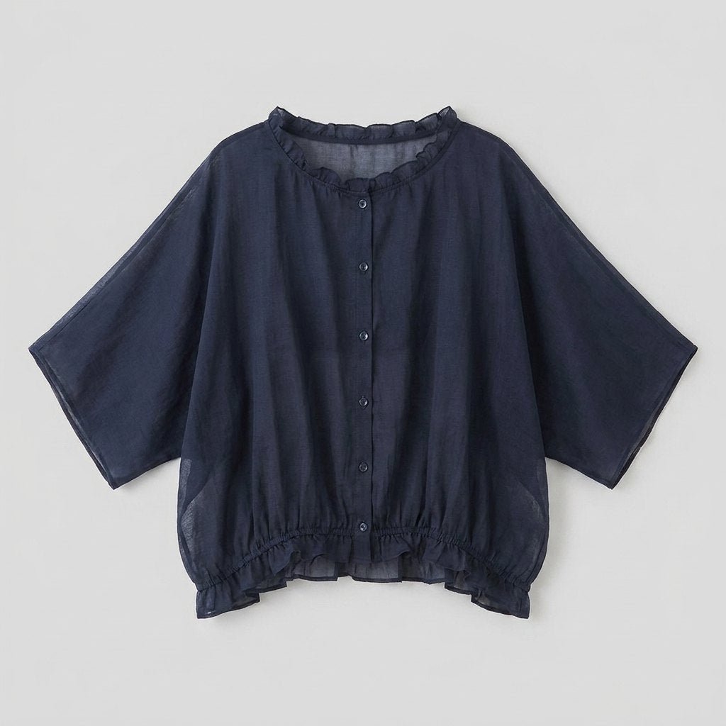 Aqua Ruffle Blouse product flat lay