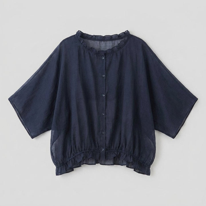 Aqua Ruffle Blouse product flat lay