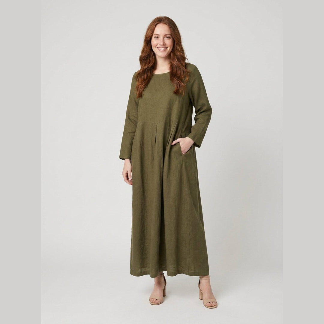 Aqua Summer Dress army green on model