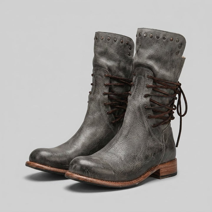 Aruna grey lace-up boots