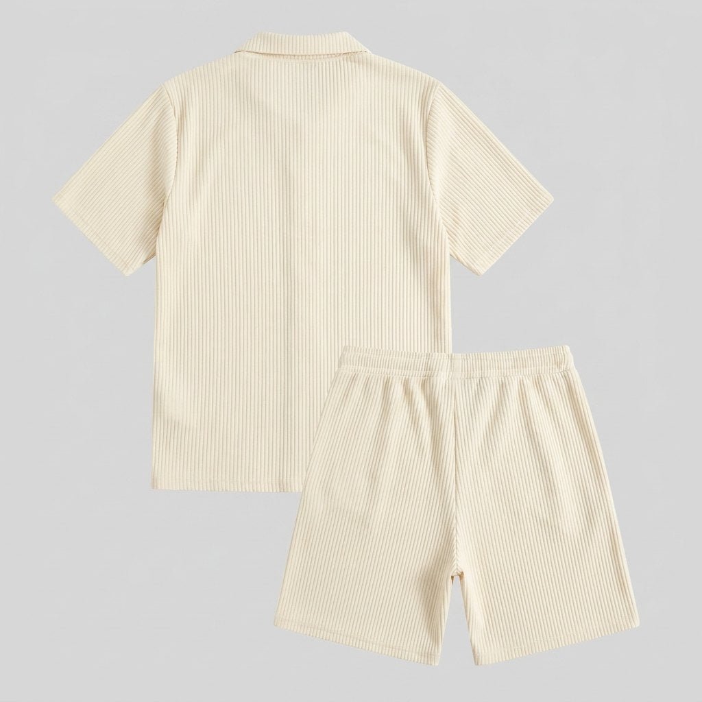 Men's ribbed shirt and shorts set, back view