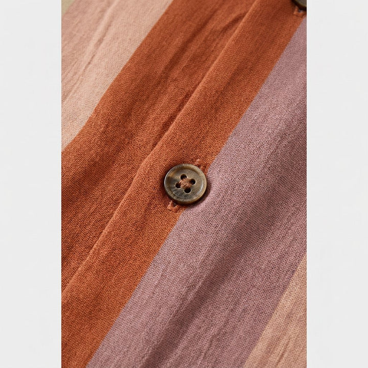 Ashford camp collar shirt, vertical striped fabric close-up