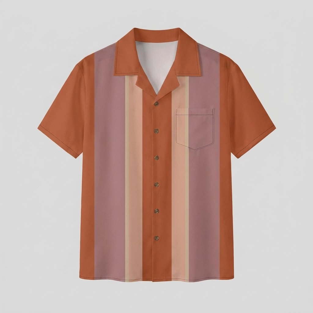 Ashford camp collar shirt in rust orange, flat lay