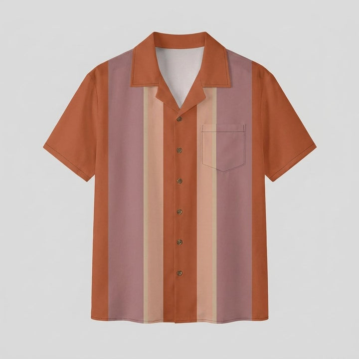 Ashford camp collar shirt in rust orange, flat lay