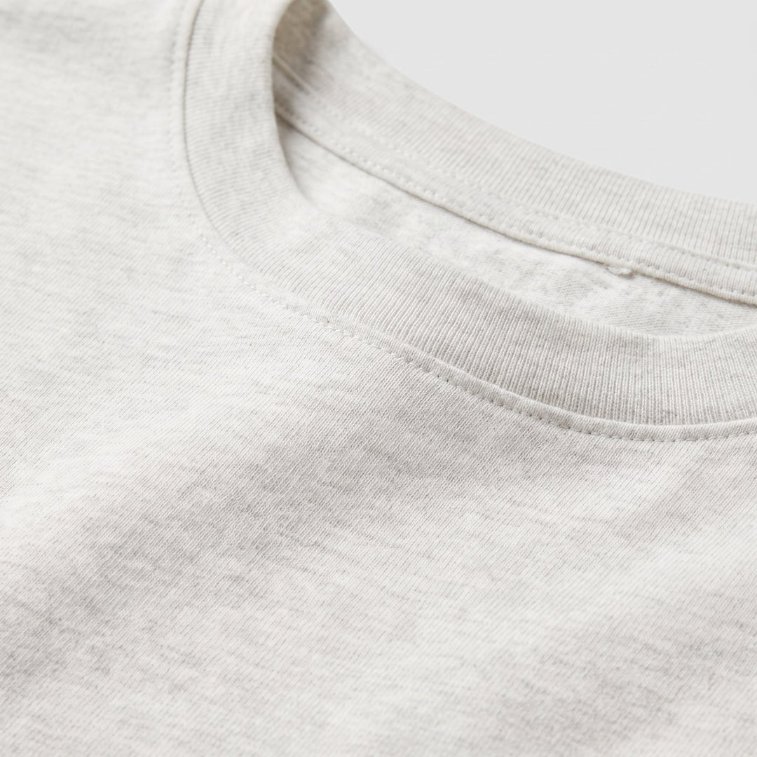 Aspen grey marl organic cotton jersey fabric close up