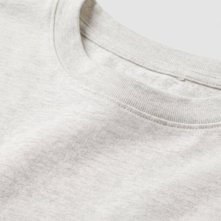 Aspen grey marl organic cotton jersey fabric close up