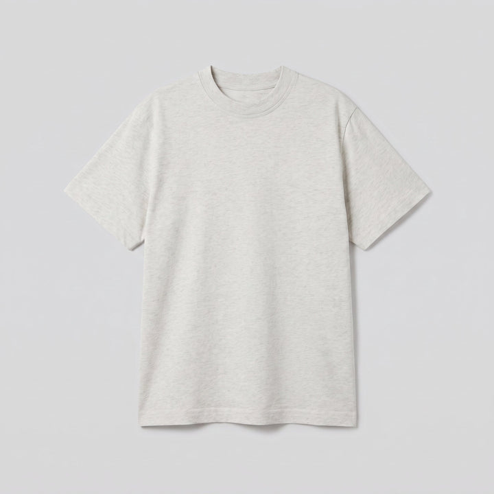 Aspen oversized grey marl t-shirt flat lay product photo