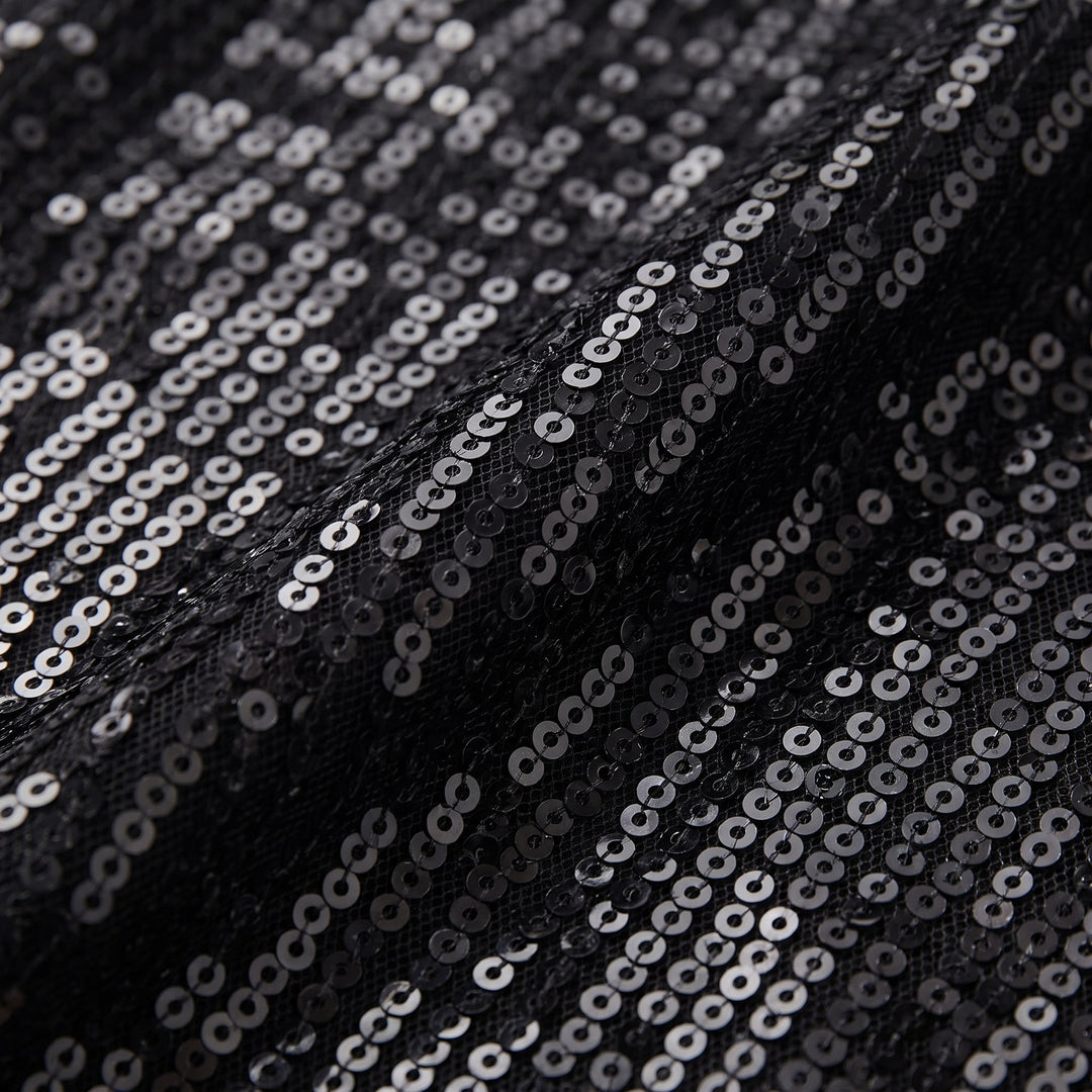 Close-up of the black sequin fabric - The store Vancouver