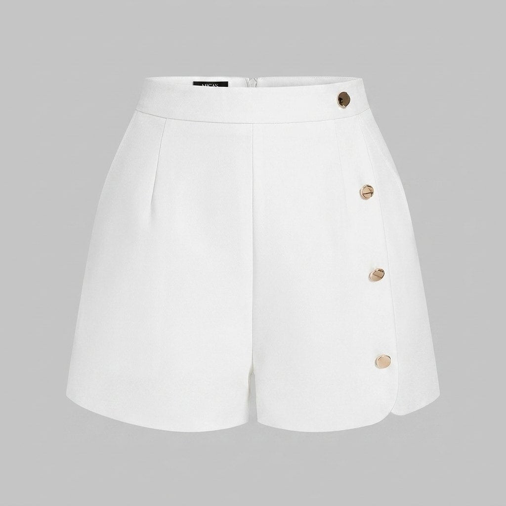Astra white zipper shorts product flat lay