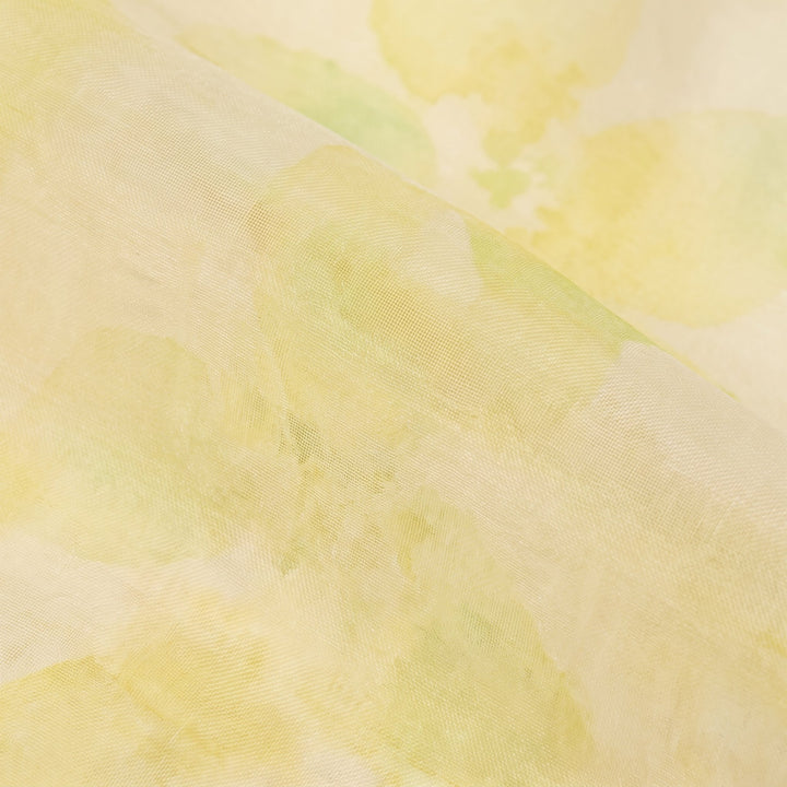 Auden Midi Dress Lemon Grove, sheer organza fabric close-up